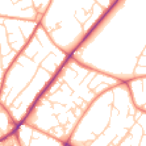 Daytime road noise heatmap for LS6 4JQ