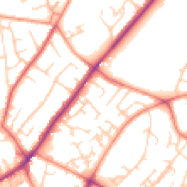 Daytime road noise heatmap for LS6 4UQ