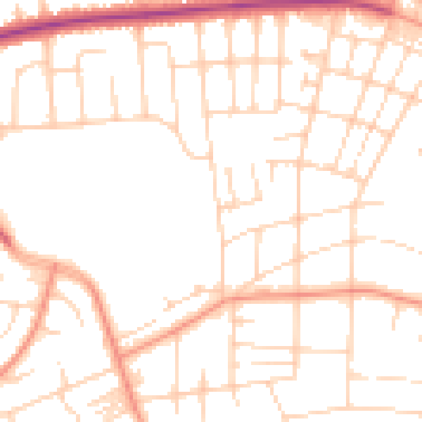 Daytime road noise heatmap for LS8 1AH