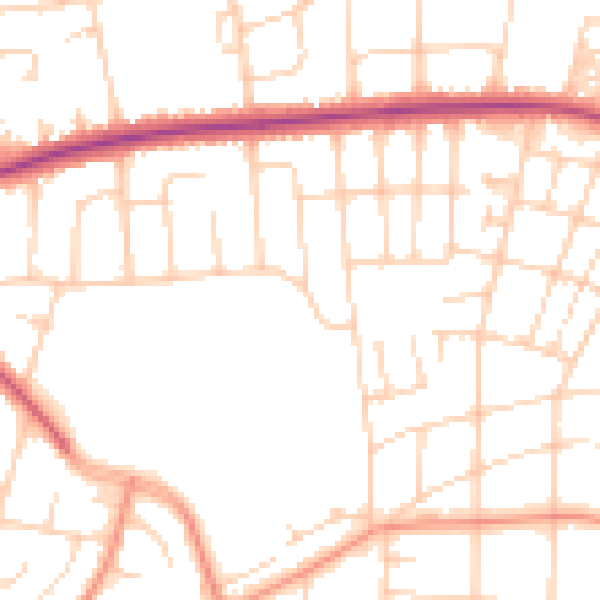 Daytime road noise heatmap for LS8 1AQ