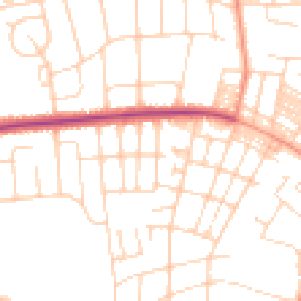 Daytime road noise heatmap for LS8 1BE