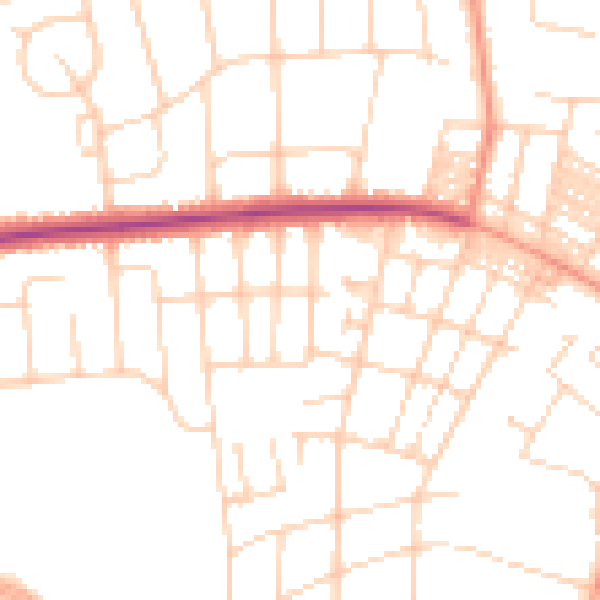 Daytime road noise heatmap for LS8 1BG