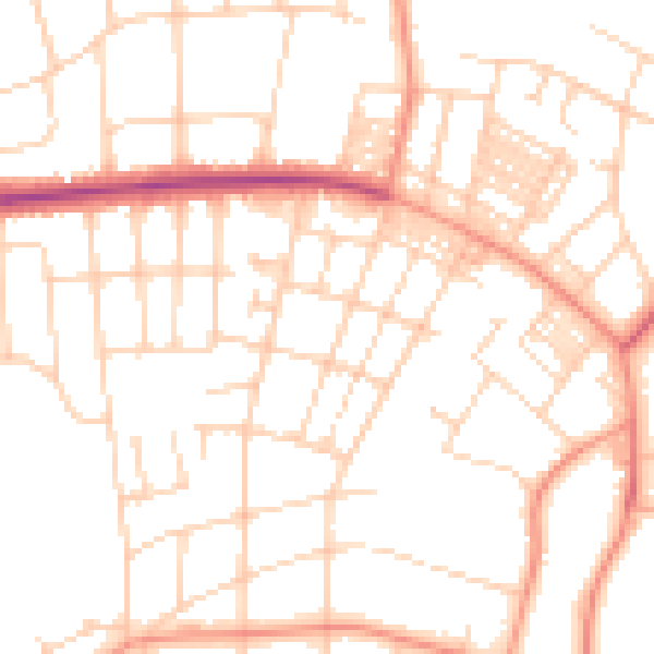 Daytime road noise heatmap for LS8 1BZ
