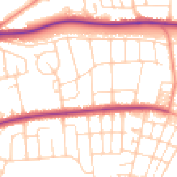 Daytime road noise heatmap for LS8 2AE