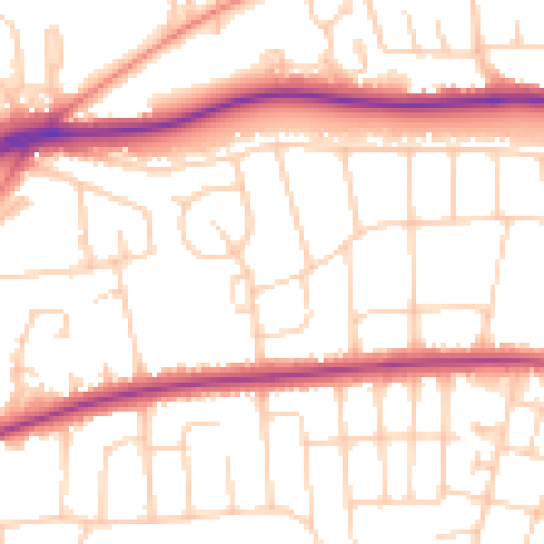Daytime road noise heatmap for LS8 2AU