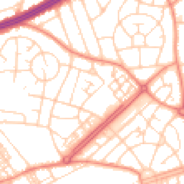 Daytime road noise heatmap for LS8 3AP