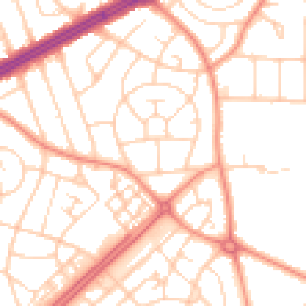 Daytime road noise heatmap for LS8 3JS