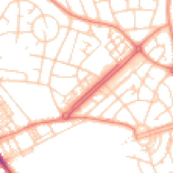 Daytime road noise heatmap for LS8 3NF