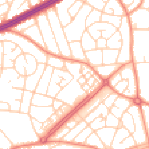 Daytime road noise heatmap for LS8 3TN