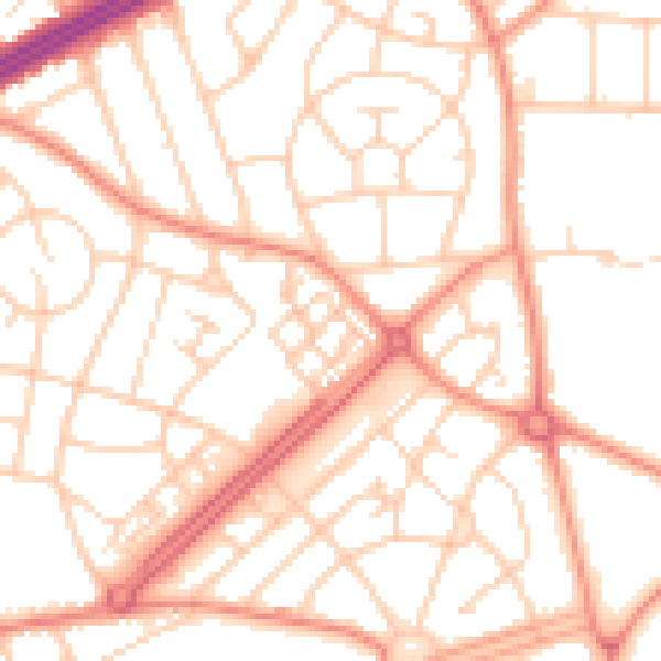 Daytime road noise heatmap for LS8 3TS