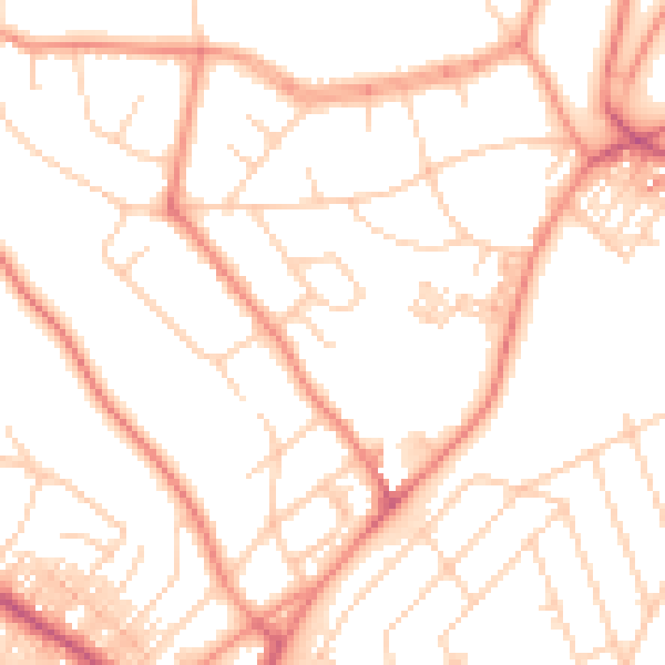 Daytime road noise heatmap for LS8 4AJ