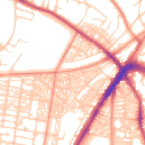 Daytime road noise heatmap for LS8 4EX