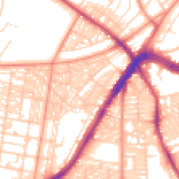 Daytime road noise heatmap for LS8 4JZ