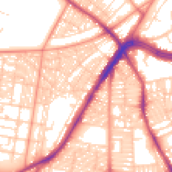 Daytime road noise heatmap for LS8 4LT