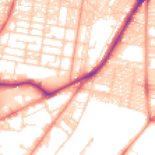 Daytime road noise heatmap for LS8 5AQ