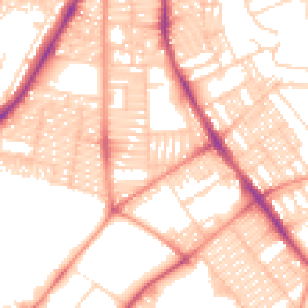 Daytime road noise heatmap for LS8 5DA