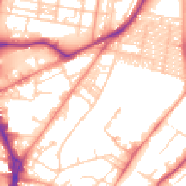 Daytime road noise heatmap for LS8 5EG