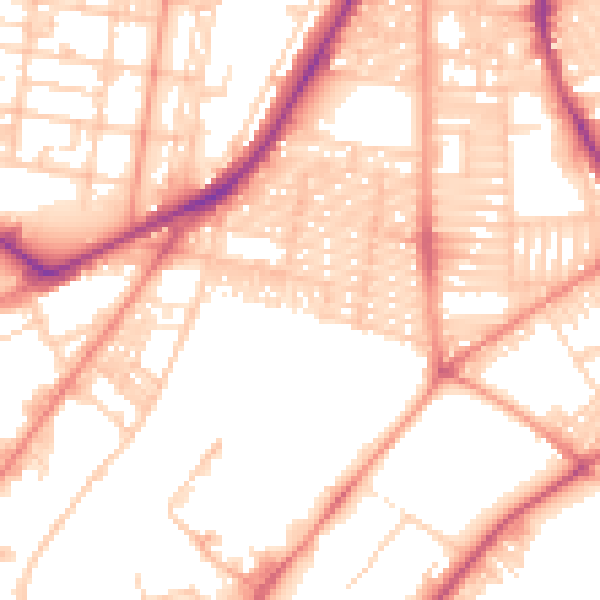 Daytime road noise heatmap for LS8 5NP