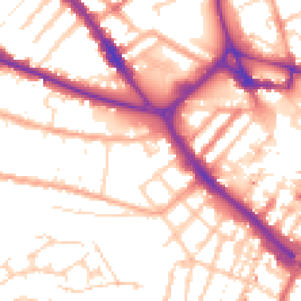 Daytime road noise heatmap for LU1 1AR