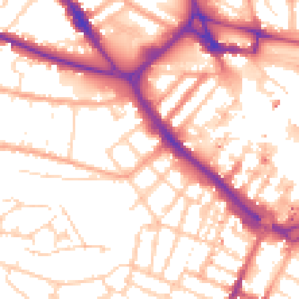 Daytime road noise heatmap for LU1 1BH