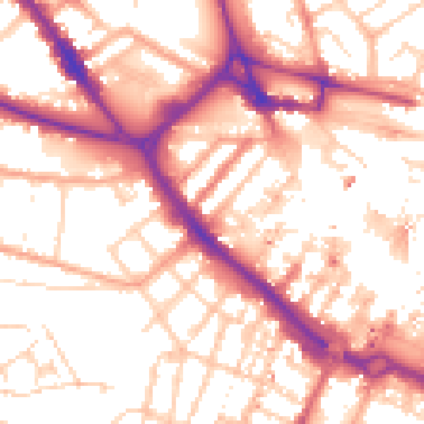 Daytime road noise heatmap for LU1 1BP