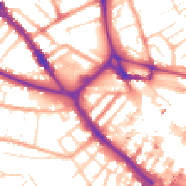 Daytime road noise heatmap for LU1 1BQ