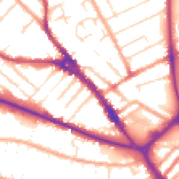 Daytime road noise heatmap for LU1 1BT