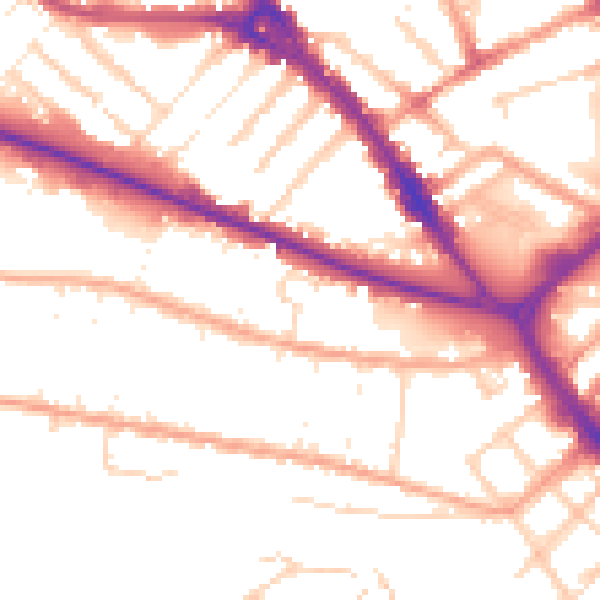 Daytime road noise heatmap for LU1 1BU