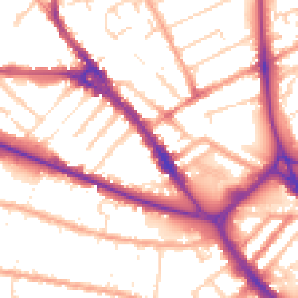 Daytime road noise heatmap for LU1 1BW