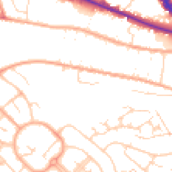 Daytime road noise heatmap for LU1 1BX