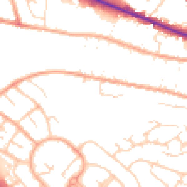 Daytime road noise heatmap for LU1 1BZ