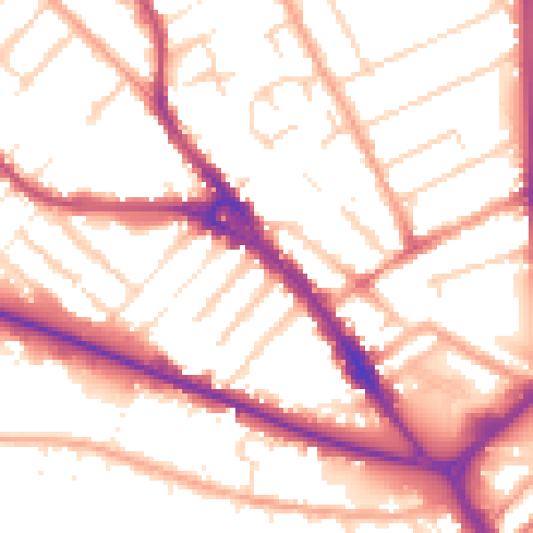 Daytime road noise heatmap for LU1 1DD