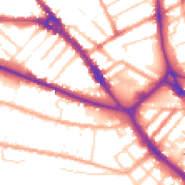 Daytime road noise heatmap for LU1 1DF