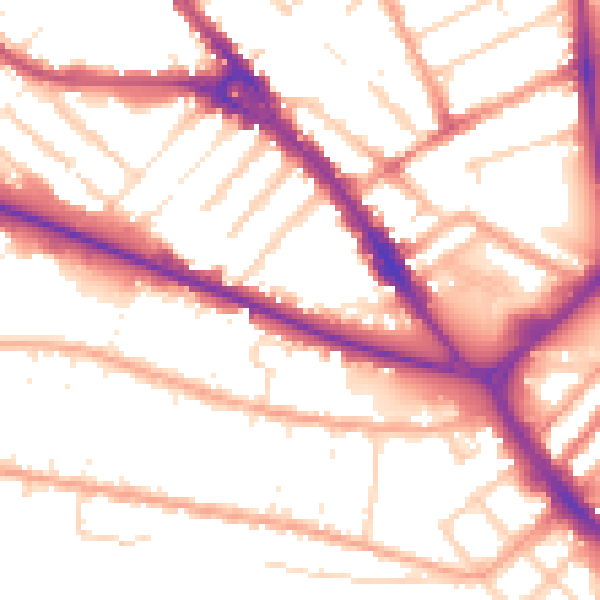 Daytime road noise heatmap for LU1 1DG