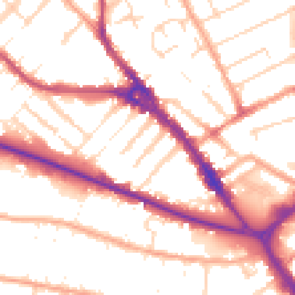 Daytime road noise heatmap for LU1 1DN