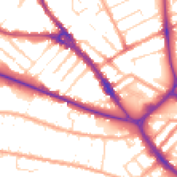 Daytime road noise heatmap for LU1 1DT
