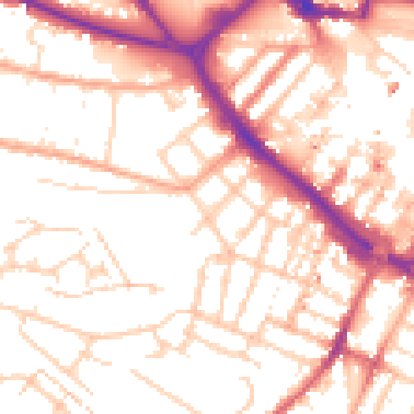 Daytime road noise heatmap for LU1 1DU