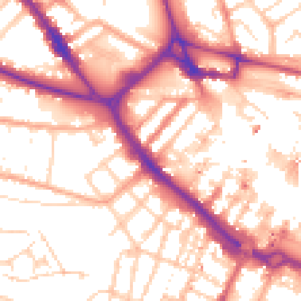 Daytime road noise heatmap for LU1 1DX