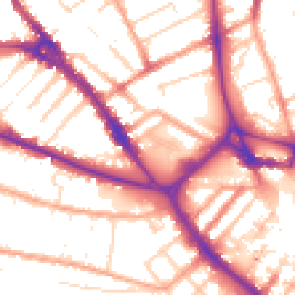 Daytime road noise heatmap for LU1 1EF