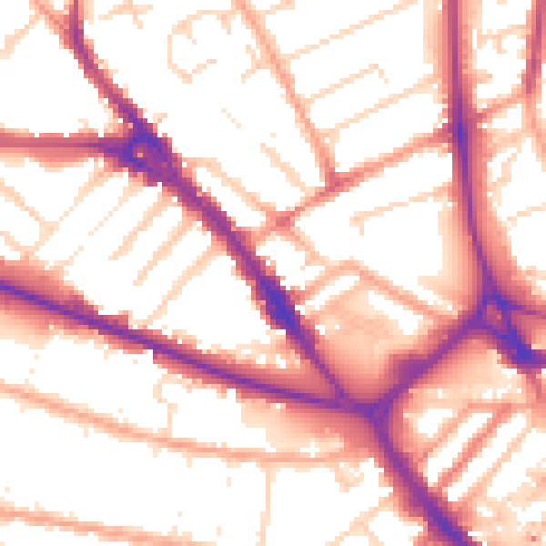 Daytime road noise heatmap for LU1 1EH