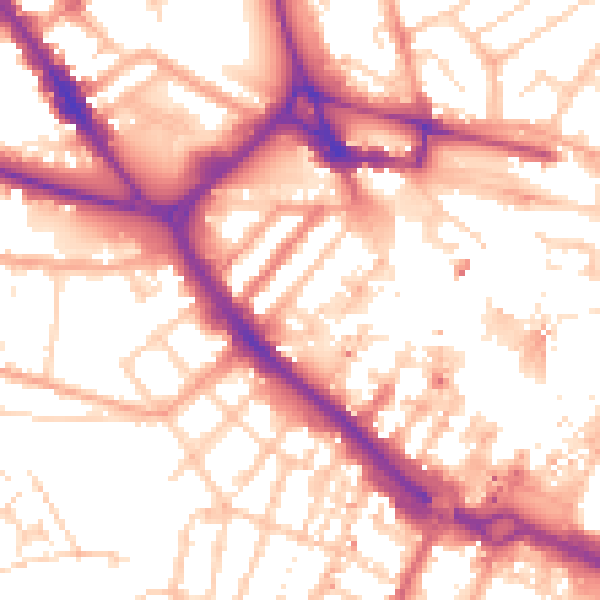 Daytime road noise heatmap for LU1 1EL