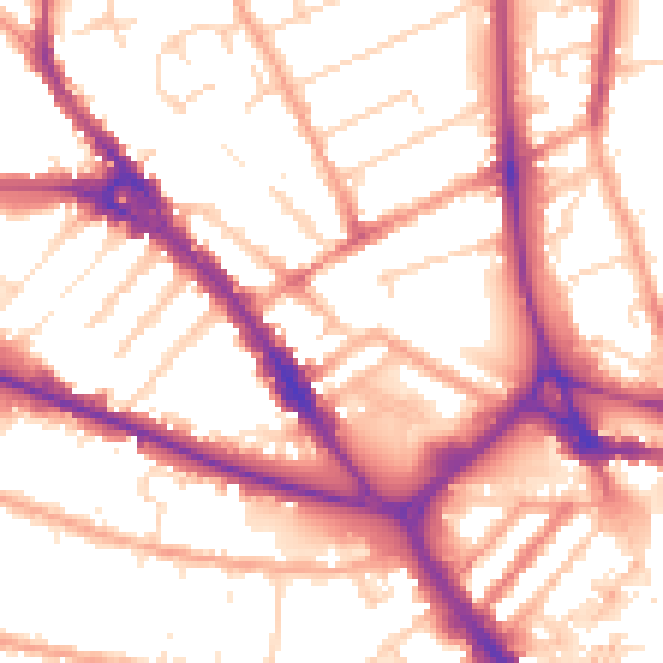 Daytime road noise heatmap for LU1 1EN