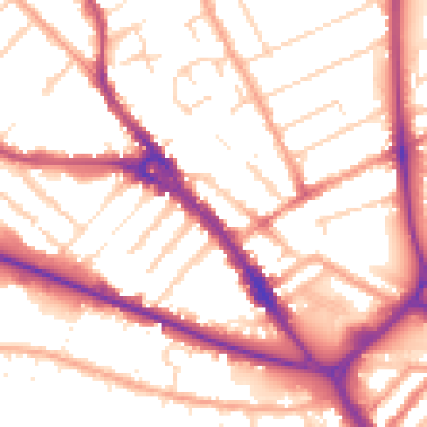 Daytime road noise heatmap for LU1 1EW