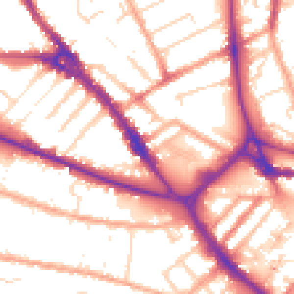 Daytime road noise heatmap for LU1 1EZ