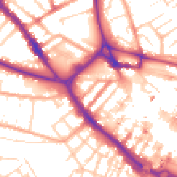 Daytime road noise heatmap for LU1 1FA