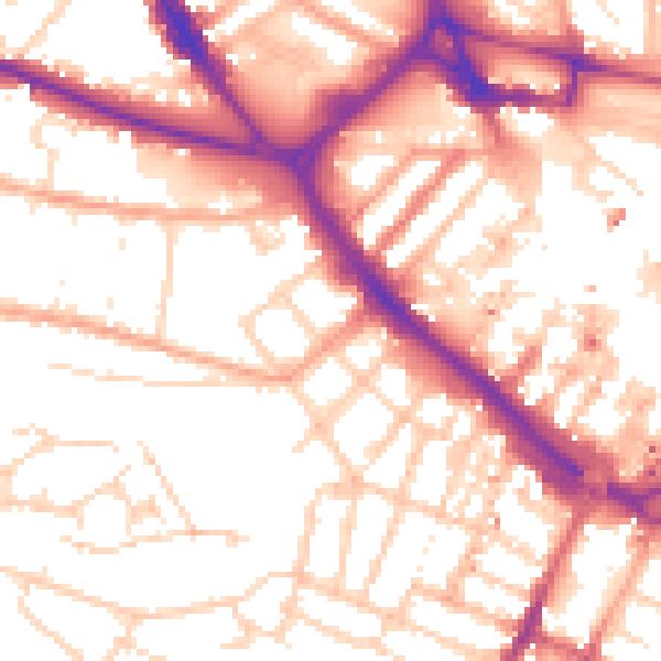 Daytime road noise heatmap for LU1 1FG
