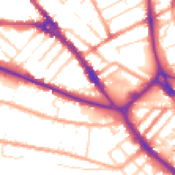 Daytime road noise heatmap for LU1 1FJ
