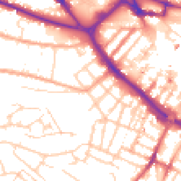 Daytime road noise heatmap for LU1 1FN