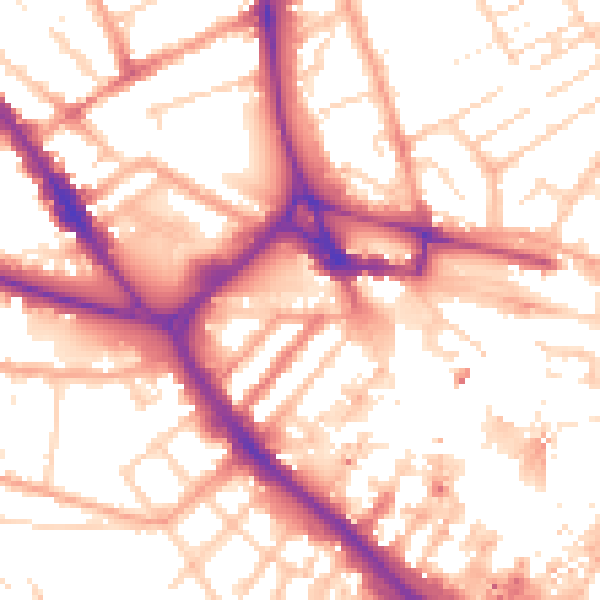 Daytime road noise heatmap for LU1 1FQ