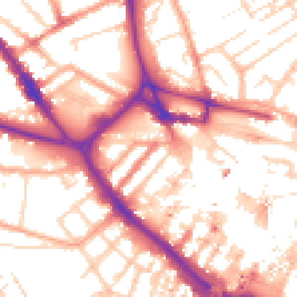 Daytime road noise heatmap for LU1 1FR
